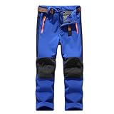 Hpbygstae wasserdichte Thermohose für Jungen und Mädchen, Schneehose, Winter Outdoor Hose, Wanderhose,Kinder Softshell Skihose, Dunkelblau-L