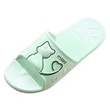 Schlappen Hausschuhe Home Slippers rutschfeste Damen Paar Schuhe Cartoon Katze rutschfeste Hohle Wasserleckage Hausschuhe Sommer Home Badezimmer Plattform Damen Eva Weiche Sandalen (Green, 37)