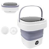 Mini Waschmaschine 12 l, Tragbare Waschmaschine mit Abnehmbarer Trockenkorb, Faltbare, 3 Modi Tiefenreinigung, Reisewaschmaschine für Camping und Reise, Violett