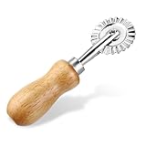 Teigrad Teigschneider Roller Teigrad Gewellt Teigrädchen Gezähnter Teigrad Einzelner Klinge Pastry Cutter Wheel Ravioli Crimper Cutter Rad Pasta Cutter Wheel Mit Holzgriff Geeignet (Langer Stil)