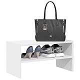 Qnhdfrt Stapelbares Schuhregal Weiß Schmal 60x30x30,5 cm Platzsparend Robust Holzwerkstoff für Flur Camping Wohnmobil