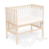 FabiMax Baby Beistellbett für Boxspringbetten, stufenlos höhenverstellbar, Buchenholz massiv, Natur (Matratze Classic, Weiß)