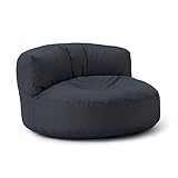 Lumaland Sitzsack Lounge | Sofa-Sitzsack 90 x 50 cm mit Rückenlehne | Indoor & Outdoor Beanbag | Wasserabweisend & Robust | Mit anpassungsfähiger EPS-Füllung | Waschbarer Bezug [Stahlgrau]