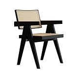 ZMTGLTG Rattanstühle Aus Massivholz Mit Rückenlehne Sind Robust Und Eignen Sich for B&Bs, Restaurants Und Balkone.(Black)