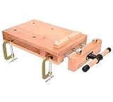 bimiti Tragbare Hobelbank, Mini Werkbank aus Buchenholz 53x28x7 cm, Mobil Holz Schraubstock Workbench, Vielseitig Verstellbar Werkbänke, Werktisch Holz für Klemmen Hobeln
