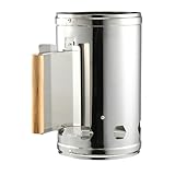 LAPYAPPE Schnellfeuer Anzündkamin Hitzeschutz holzgriff Langlebiger BBQ Kohlestarter für Outdoor Grill Große Basis und Luftzufuhr für Schnelles Entzünden von Holzkohle