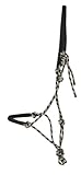 PFIFF 100981 Knotenhalfter Exklusiv, Halfter für Bodenarbeit, Horsemanship, Trainingshalfter, Schwarz-Beige, Full