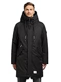 khujo Herren warme Lange Wintejacke mit Magnet-Abdeckleiste und Verstellbarer großer Kapuze Anth-YM Space Grey Gr. XXL
