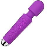 Massagestab Vibration für Frauen Stark KLASSIKER, Updated Handheld Weiches Silikon Elektrisches Massagegerät Leise 20 Muster 8 Geschwindigkeiten, Wasserdicht Massage Handmassagegerät (Lila)