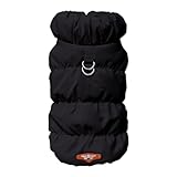 Warmer Wintermantel für Hunde, mit Fleece gefüttert, wasserdicht, winddicht Jacke mit D-Ring, geeignet für kleine bis große Hunde (Schwarz, XS)