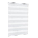 Jalousiescout Doppelrollo, 3 Montagemöglichkeiten mit und ohne Bohren, Rollo Fensterrollo, Lichtdurchlässig, Feuchtraumgeeignet, 140 x 150 cm (BxH) Weiß