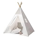 Pamatio Kinder Tipi Zelt, Weiß Tipi Kinderzelt,Spielzelt für Kinder,Kinderzelt für drinnen, Kindertipi Spielzelt,Kinderzimmer Drinnen Deko A