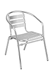 METRO Professional Gartenstuhl mit Armlehne Narni, Aluminium, 53 x 60 x 74 cm, Stapelbar, Wetterfest, 150 kg Tragkraft, Silber