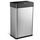 Rengue Automatischer Mülleimer, 50L Berührungsloser Bewegungssensor Abfalleimer Edelstahl Mülleimer mit Deckel für Küche, Schlafzimmer, Home Office