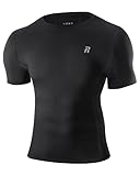 Runhit 1 Pack Kompressionsshirt Herren, Funktionsshirt Schnelltrocknend Sportshirt Atmungsaktiv Laufshirt Männer Kurzarm Sport Baselayer Top Gym Compression T-Shirt für Fitness Laufen Schwarz M