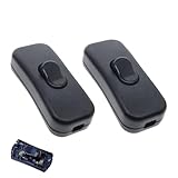 Powice 2X Zwischenschalter,Schnurschalter,Schalter 230v,Kabelschalter,Geeignet für 1 Adrige Netzkabel und Kleingeräte oder Leuchten Kippschalter,Schwarz