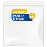 Paclord Extra große wiederverschließbare Polybeutel mit Reißverschluss, 50,8 x 50,8 cm, 8 mm dick, 5 Stück transparente wiederverschließbare Beutel mit extra Haltbarkeit, wasserdicht, strapazierfähig