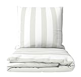 Leonado Vicenti Bettwäsche Set 2-teilig 135x200 cm Baumwolle Weiß Grau gestreift Reißverschluss Pflegeleicht Ganzjährig verwendbar