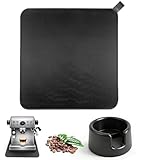 BITEFU 1 Stück Kaffeemaschine Unterlage, 33 x 32 CM Barmatte Schwarz für Kaffeemaschine Kaffeemühle für De Longhi Magnifica Philips LatteGo,Ninja eu, mit 1 Silikon Tamping Station