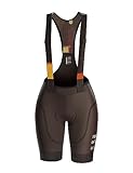 INBIKE Fahrrad Trägerhose Damen Kurz Gepolstert Sommer Fahrradhose Bib Shorts Rennrad Atmungsaktiv Schnelltrocknend Radlerhose mit Sitzpolster für Radsport Braun L