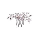 LEEQBCR 1pcs Braut Hochzeit Haarkamm Kristall Haarschmuck Braut Haarteile für Frauen und Mädche (Silber)