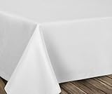 BEAUTEX fleckenabweisende und bügelfreie Tischdecke - Tischtuch mit Lotuseffekt - Tischwäsche in Leinenoptik, Eckig 130x260 cm, Weiss