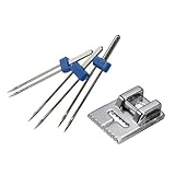 Veemoon 1Stück Multifunktions Nähfuß Doppelnadeln für Haushalts Nähmaschinen Kompatibel mit Meisten Modellen Silber Einfaches Einfädeln