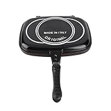 TIKATARER Grillpfanne, Hochwertige Doppelseitige Druck-Bratpfanne aus Aluminium mit Silikon-Sauerstoff-Dichtungsring und 4000 Gauss-Magnetverriegelung für die Küche 32x26x6.5cm