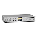 auna Silver Star Verstärker - 60 Watt RMS HiFi Receiver mit Internet/DAB+/FM-Radio, Verstärker HiFi mit CD-Player, Bluetooth, USB, Steuerung via Smartphone App, Silber