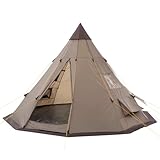 CampFeuer Tipi Zelt Spirit für 4 Personen | 3000 mm Wassersäule | Braun | Indianerzelt für Camping, Wandern, Firstzelt, Pyramidenzelt, Rundzelt, Festivalzelt, Gruppenzelt, Campingzelt, Familienzelt