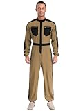 Freebily Herren Arbeitsoverall Jumpsuit Mit Zwei Brusttasche Und Reißverschluss Handwerker Werkstatt Arbeitskleidung Khaki M