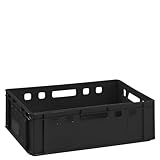 BURI Fleischkiste E2 schwarz 60x40x20cm Lagerkiste Eurobox aus Deutschland lebensmittelecht, robust, stapelbar