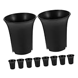 Toyvian 10 Stück Teiliges Hochtaillierte Pflanzgefäße Robustem Kunststoff mit Abfluss Wetterbeständig für Innen und Außen Stilvolle Blumentöpfe Schwarz Geeignet für Sukkulenten und Bonsai