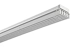 Gardinia Emia Flächenvorhangschiene Komplett-Set, Für Schiebegardine/Schiebevorhang, Paketseite Rechts, 3-läufige Vorhangschiene inklusive Zubehör, Ausziehbar, 225-335 cm, Aluminium