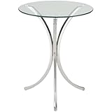 BOWERY HILL Beistelltisch, Couchtisch, rund, modern, für den Innenbereich, mit Glasplatte und Metall, Chrom