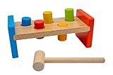 Goki 58581 Hammerbank aus Holz, ergonomisches Hämmern und Zielübungen für die Kleinen, Buntes & Motorikförderndes Spielzeug, 7er Set, ab 2 Jahre