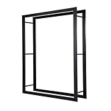 Loywe Kaminholzregal 120x25x160cm Kaminholzhalter Brennholzregal Feuerholzregal Kaminholzständer Brennholz Holzhalter aus Metall in Schwarz LW1088