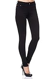 Elara Damen Stretch Hose Jeggings Skinny Fit H01 Black 36 (S)