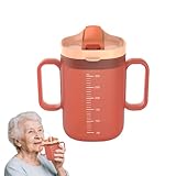 WRQIOO Schnabeltasse Senioren, 300 ml Auslaufsichere Becher für ältere Menschen, Schnabelbecher Senioren mit Griffen, Trinkbecher für Senioren, Erwachsenen Schnabelbecher mit Deckel und Strohhalm