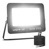 Lepro 50W LED Strahler Außen, 4250LM Superhell Außenstrahler IP65 Wasserdicht Fluter 5000K Kaltweiß Scheinwerfer, Flutlicht Aussenleuchte für Garten, Garage, Hotel, Sportplatz, Keine Bewegungsmelder