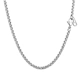 PROSTEEL Ankerkette 3mm breit Herren Halskette Edelstahl Runde Venezianierkette Gliederkette 46cm/18 Kettelänge Biker Punk Rock Schmuck für Männer Jungen, silber