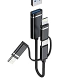 Adapter USB C Lightning Micro USB Stecker auf USB-A Buchse (3 in 1) OTG 3.0 Kabel für iPhone 16 15 14 für iPad Typ C Stecker Anschluss kompatibel mit Samsung Audio-Player Externer USB-Stick PC Tablet