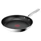 Tefal Infinite Pfanne Induktion 28 cm, Bratpfanne mit Antihaftversiegelung, Thermo-Signal bei idealer Brattemperatur, einfache Reinigung, für alle Herdarten geeignet, Premium-Edelstahl, H81506