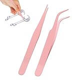Tweeze 2-teilige Wimpern – aus Alben, Pinzette aus Edelstahl und Ellbogen aus Edelstahl, gerade Pinzette für Wimpern, mit Aufklebern für Ellbogen und Pinzette