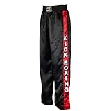 Ju-Sports Kickboxhose 150 Kick Schwarz I Leichte Kickboxen Hose mit Gummizug mit Zusatzschnürung I 100% Polyester I Mit Kickzwickel & breitem Boxerbund