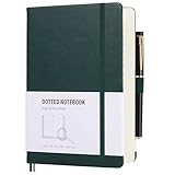 JIANTA Notizbuch A5 Dotted mit Stift, Notizbuch A5 Leder Bullet Journal mit 320 nummerierten Seiten, Innentasche, Kunstleder Hardcover 100gsm Papier A5 Journal zum Schreiben/Zeichnen, 14,5 x 21 cm