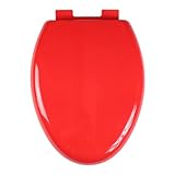Länglicher Toilettensitzdeckel, Absenkautomatik, V-Form, leise, kein Zuschlagen, 150 kg Kapazität, schnelle Installation und sauber bleiben, Rot