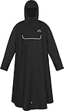normani Unisex Regenponcho EXTRA Lang mit Ärmeln und Brusttasche für Damen und Herren - Brusttasche und 3M™ Scotchlite™ Reflektor - 100% Winddicht - 100% Wasserdicht Farbe Dunkelschwarz Größe S/M