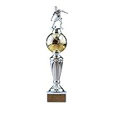 Zelaro Pokal Fußball mit Gravur - Geschenk individuell personalisiert für Frauen und Männer – Torschützenkönig Siegerfigur mit Champion Emblem 31 cm hoch