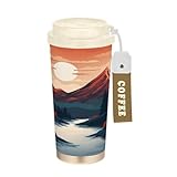 Vakuumisolierter Reisebecher, wunderschöner Sonnenuntergang Peaks, wiederverwendbar, auslaufsicher, doppelwandig, Edelstahl-Kaffeetasse mit Deckel für heiße und kalte Getränke (500 ml)